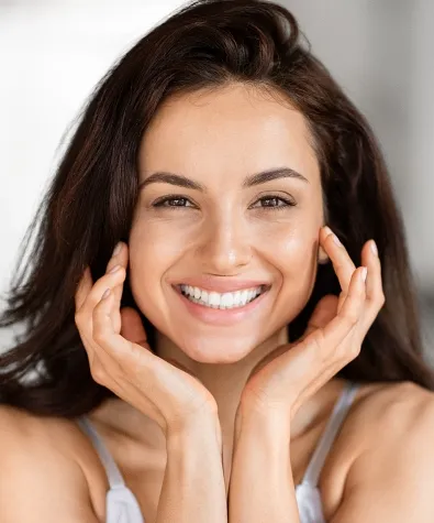 Glowing woman after Hydrafacial